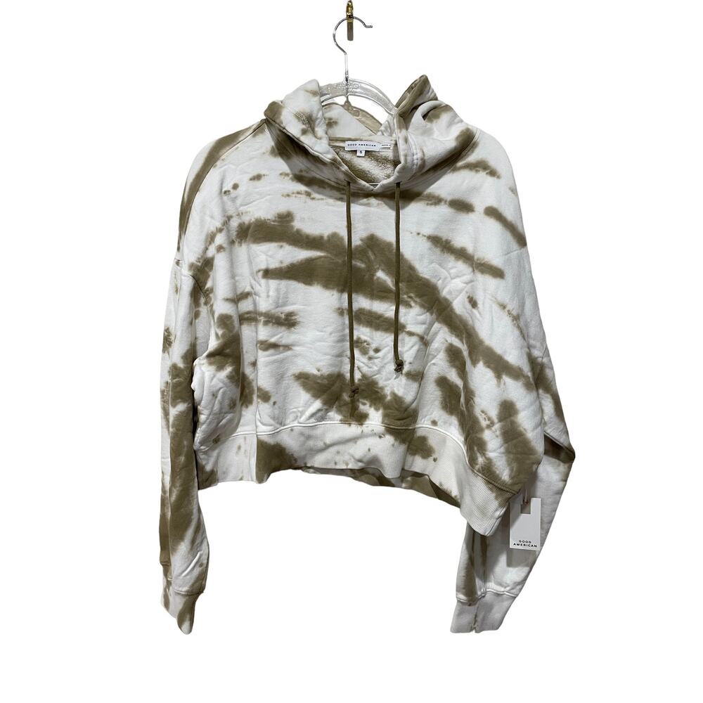GOOD AMERICAN Cool Crop Hoodie In Putty Tie Dye Size XXL - Picture 6 of 9